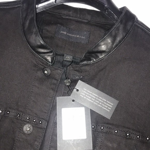 John Varvatos studded black denim jacket XXL w/tags. - Picture 2 of 8